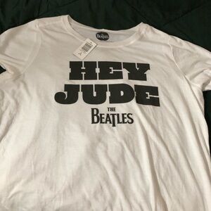 torrid White Graphic Crewneck Tee with Black Print Beatles